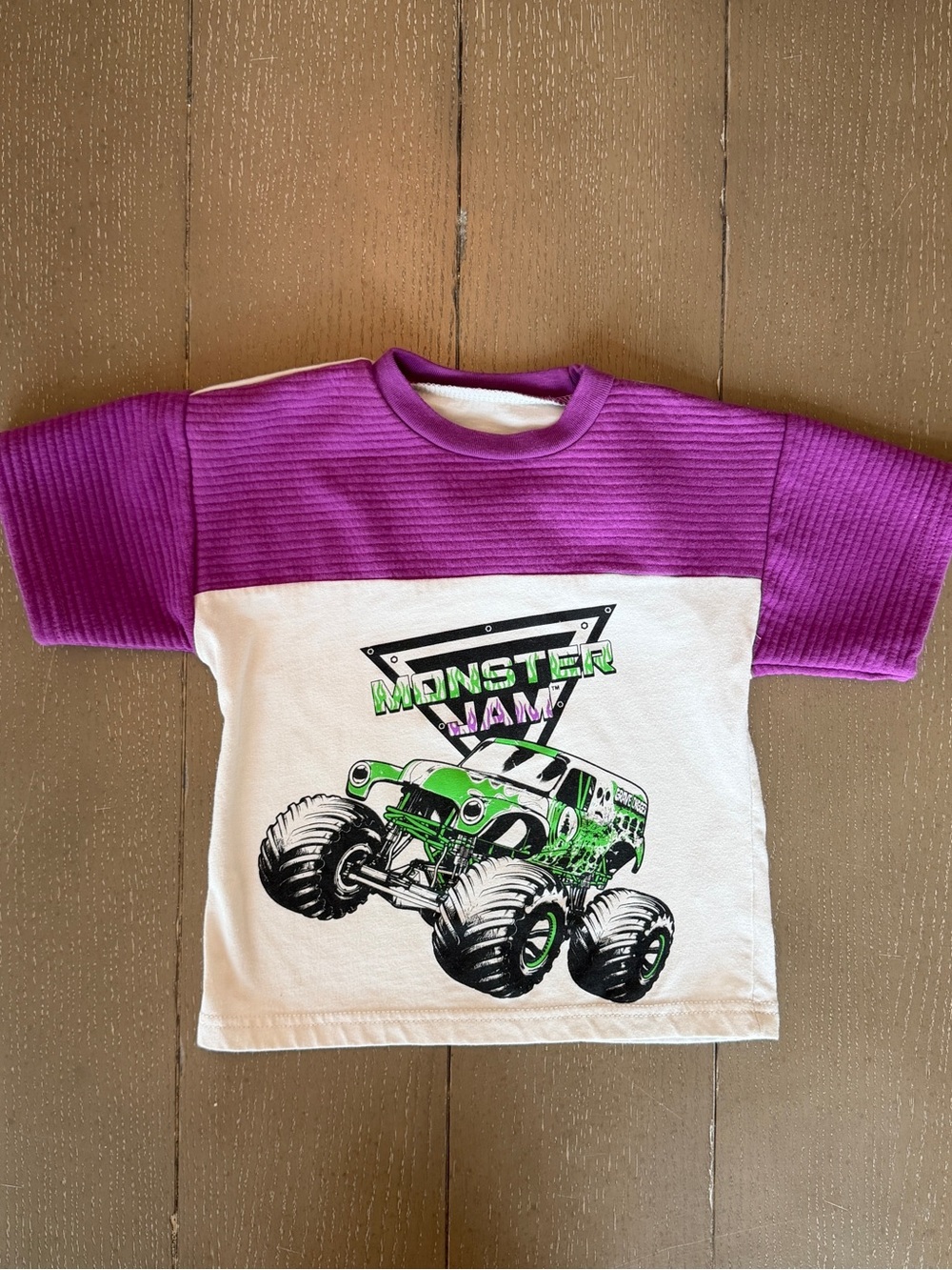 Monster Jam Toddler Boys’ Short-Sleeve Purple Gravedigger Truck Shirt • Size 4T